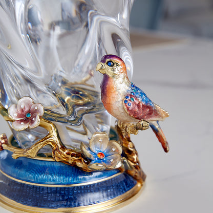 Celestial Spiral & Songbird Crystal Vase