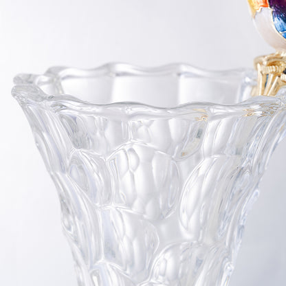 مزهرية طائر مغرد مزينة ببلورات متجمدة وجواهر