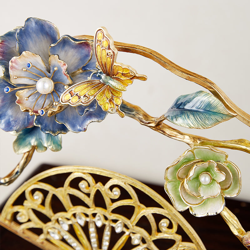 مروحة مرصعة بالجواهر الإمبراطورية "همس الأزهار"