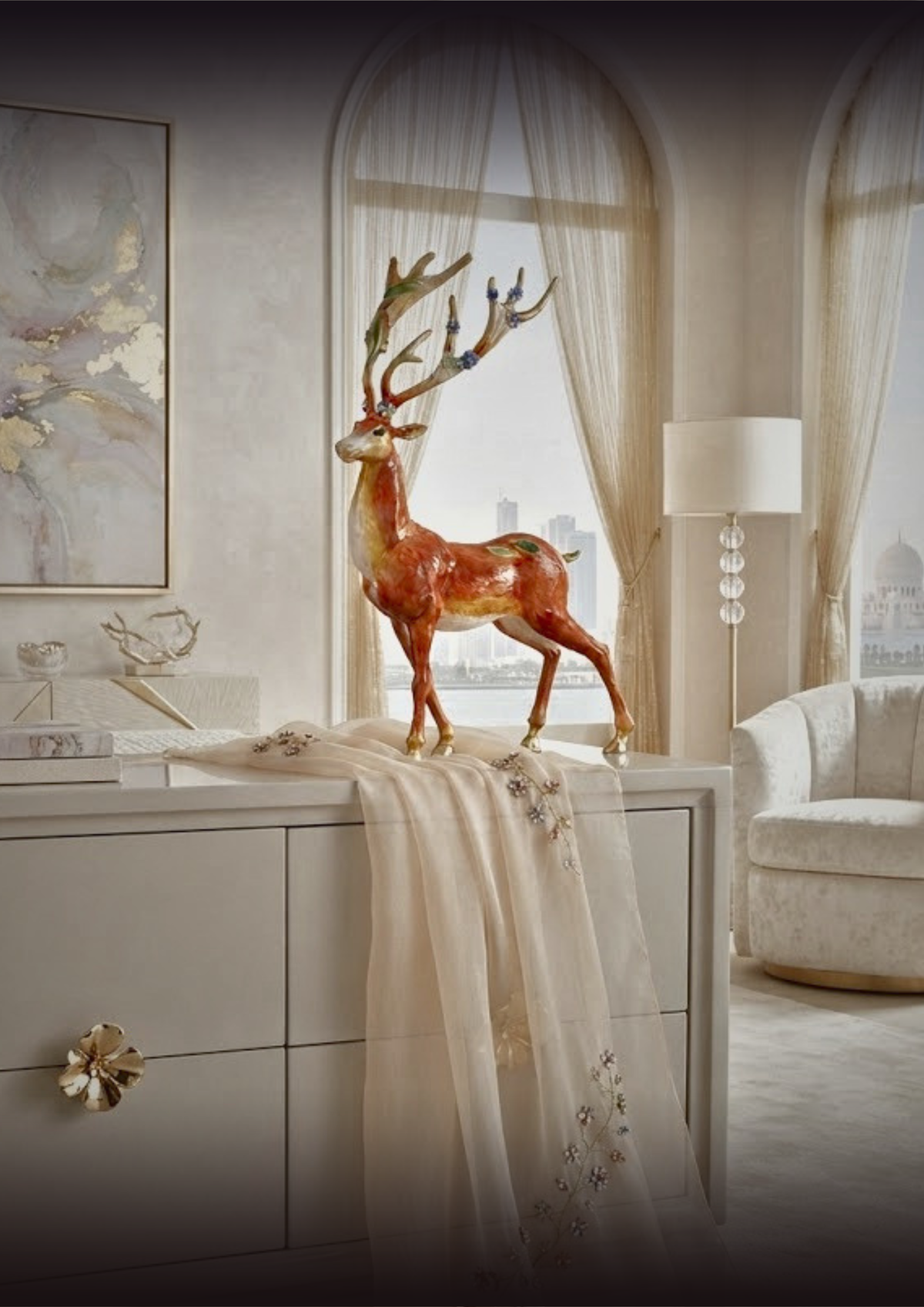 Radiant Amber Blossom Stag