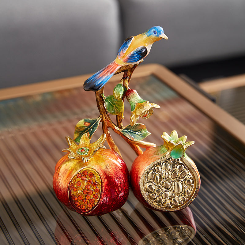 Imperial Pomegranate & Songbird Figurine