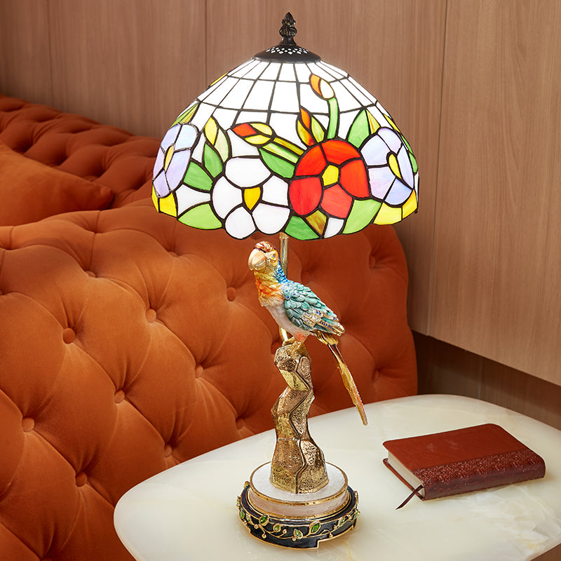 Imperial Parrot Tiffany Art Glass Lamp