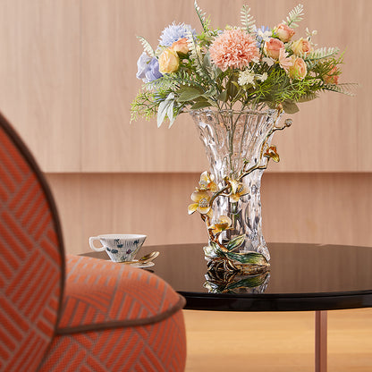 Celestial Orchid & Sculpted Crystal Vase