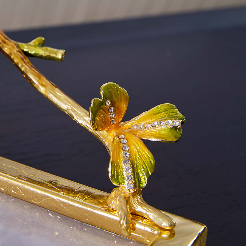 Gilded Ginkgo Marble Serving Tray