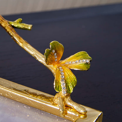 Gilded Ginkgo Marble Serving Tray