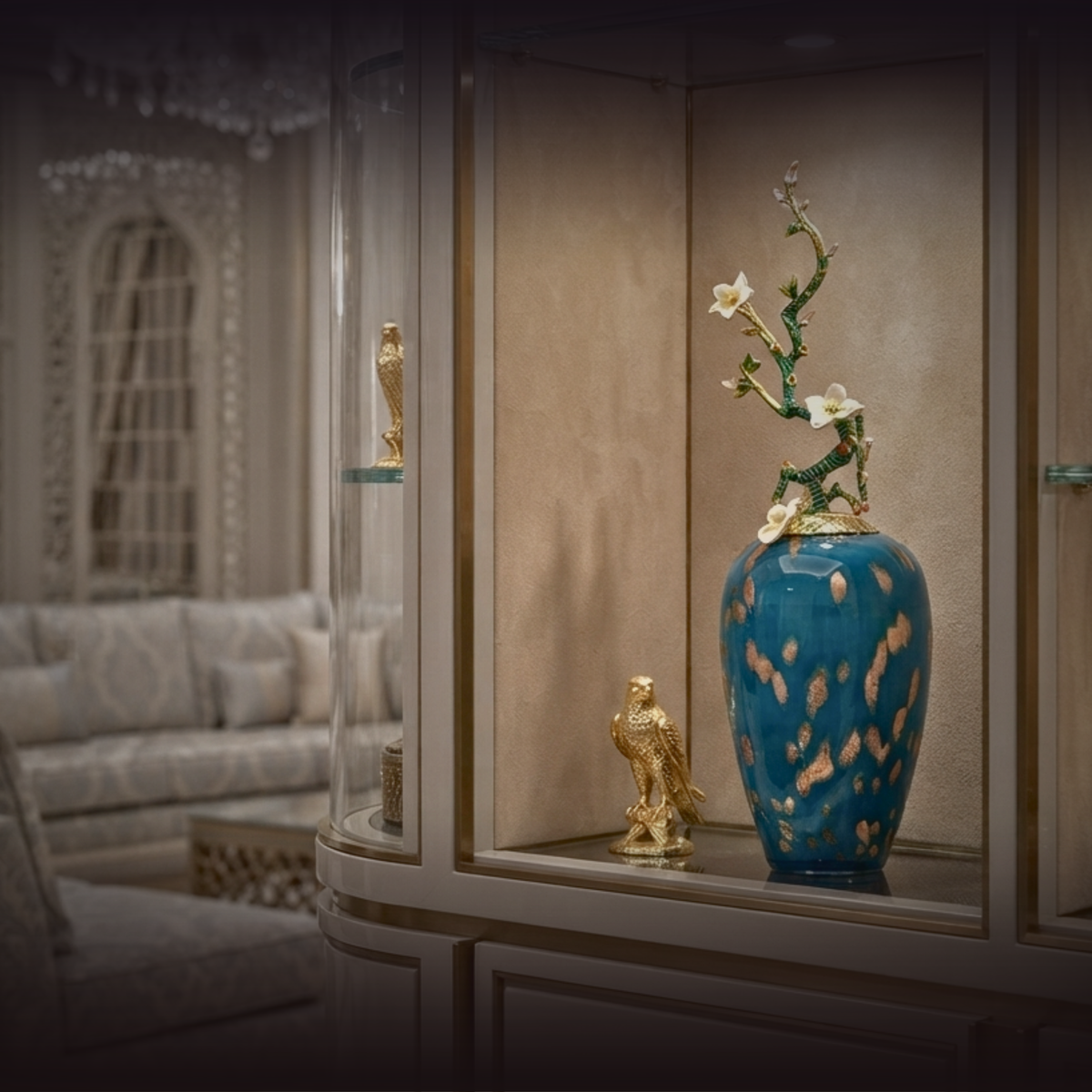 Azure Radiance "Blossom Branch" Glass Vase