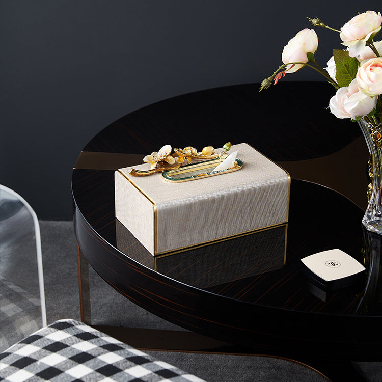 Champagne Orchid Linen Tissue Box