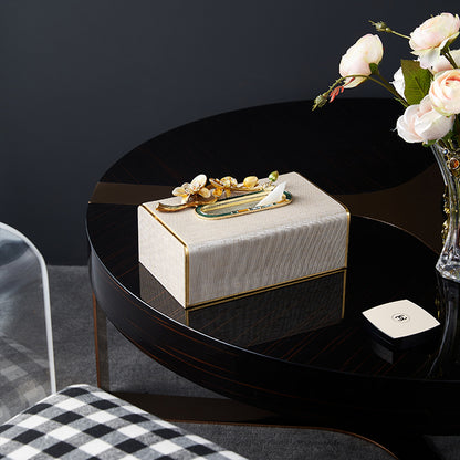 Champagne Orchid Linen Tissue Box