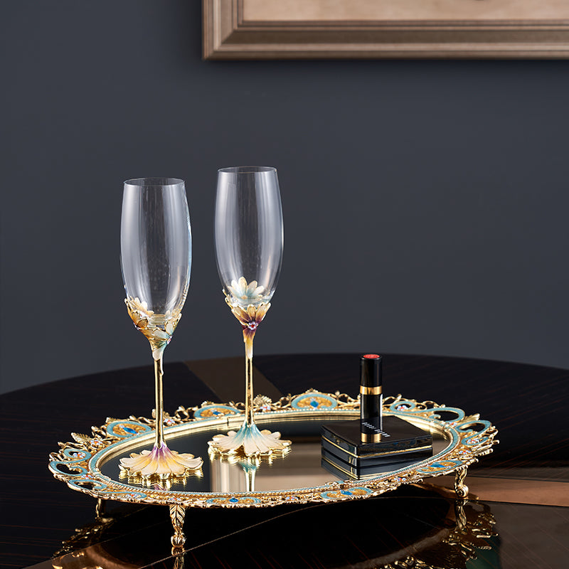 Azure Lace Mirrored Tray
