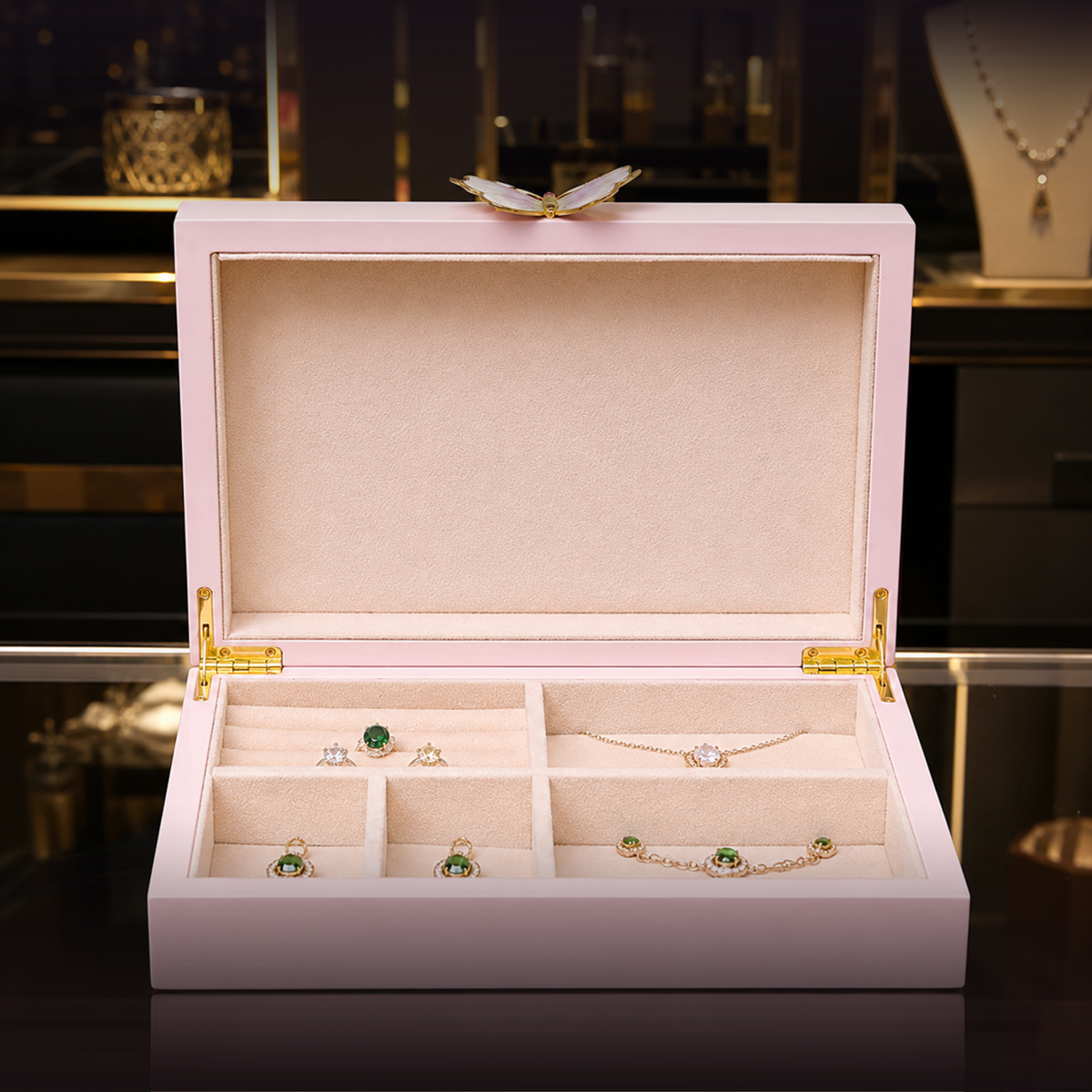 Blush Butterfly Jewelry Box