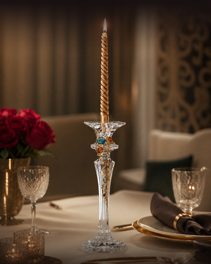 Azure & Amber Jeweled Crystal Spire