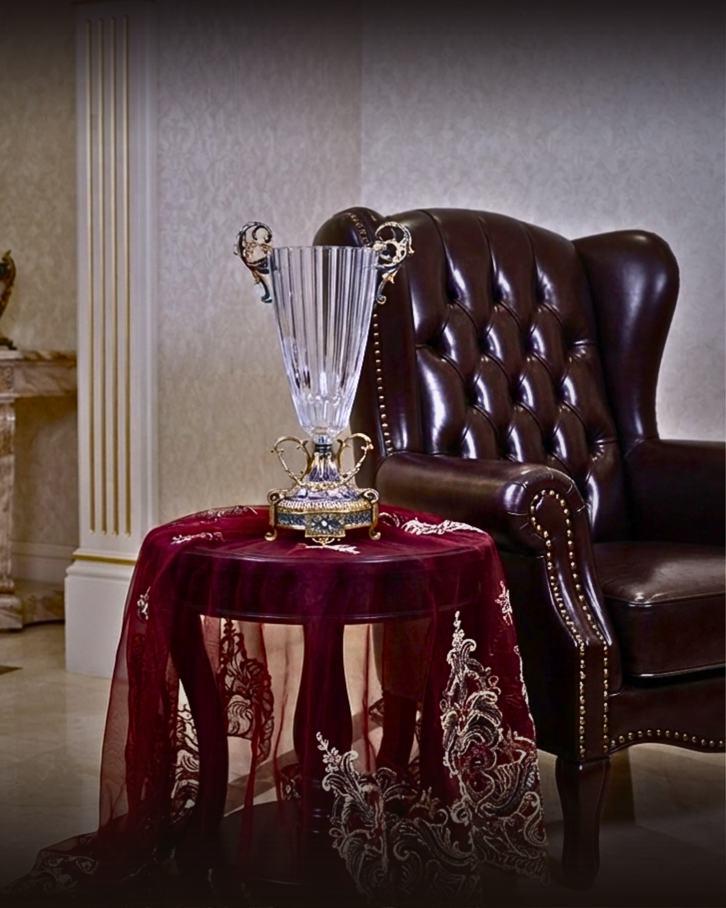 Imperial Emerald Crown Crystal Vase