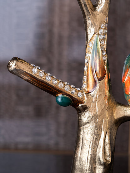 صينية تقديم الطعام المطلية بالذهب على شكل ببغاء استوائي