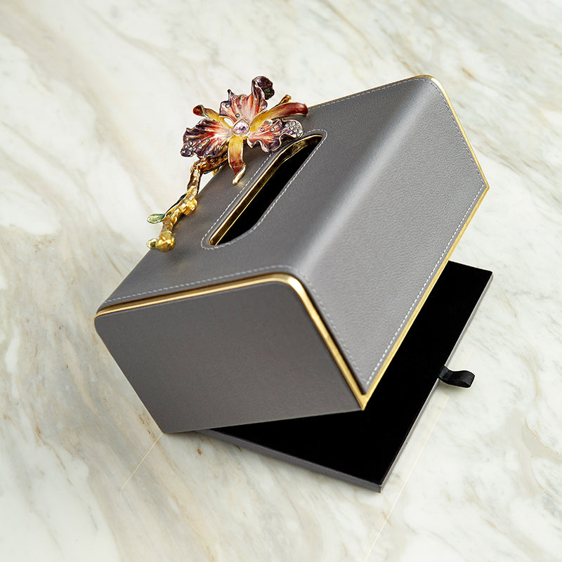 Charcoal Serenity Orchid Tissue Box