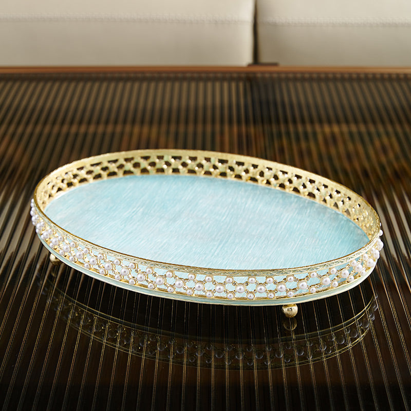 Azure Pearl Filigree Tray