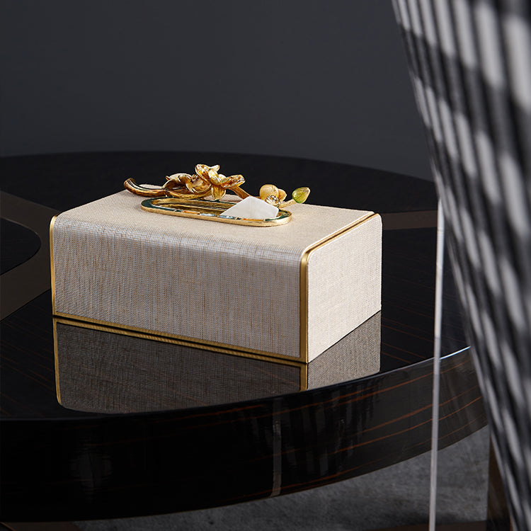 Champagne Orchid Linen Tissue Box