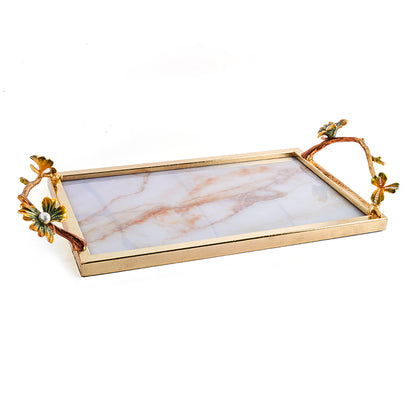 Gilded Ginkgo Marble Serving Tray
