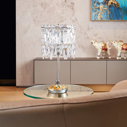 Azure Bloom Crystal Cascade Lamp