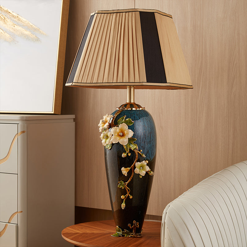 Midnight Azure Frog & Blossom Lamp