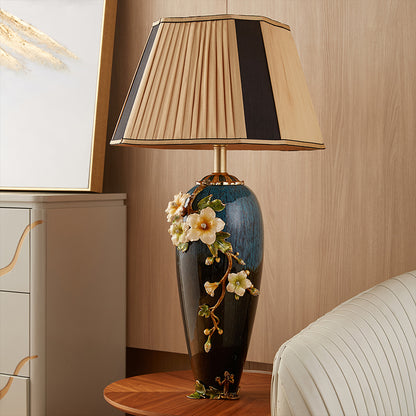 Midnight Azure Frog & Blossom Lamp
