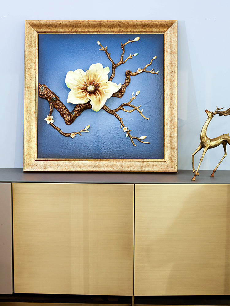 Gilded "Golden Bloom" 3D Relief Wall Art