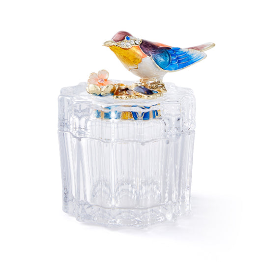 Azure Songbird Faceted Crystal Keepsake Box
