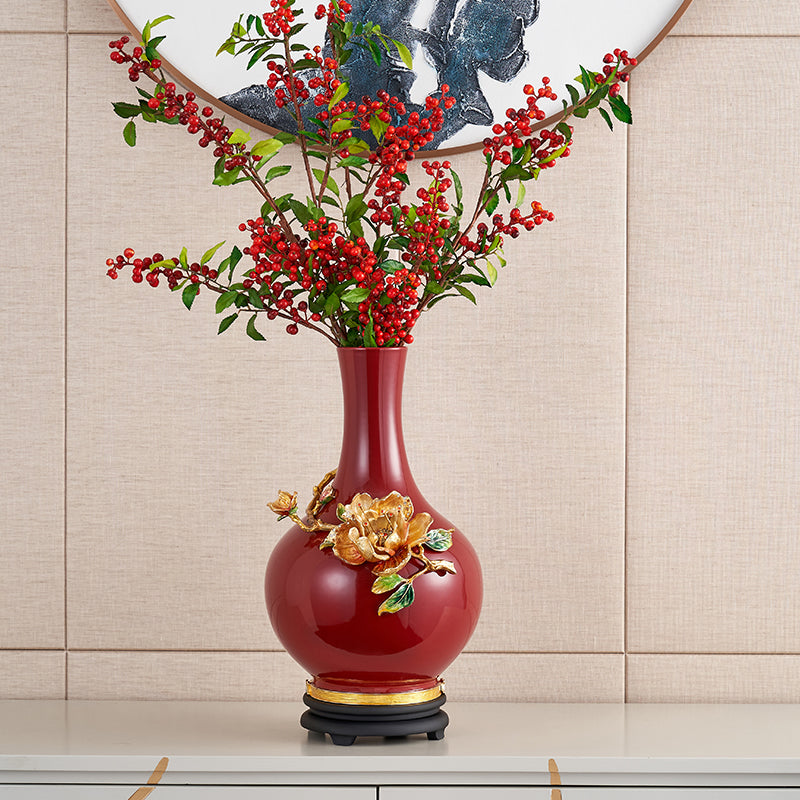 مزهرية إمبريال كريمزون "النرجس الذهبي" الكبيرة