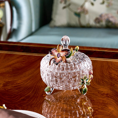 مرطبان زجاجي منسوج على شكل زهرة الأوركيد الجمشتية