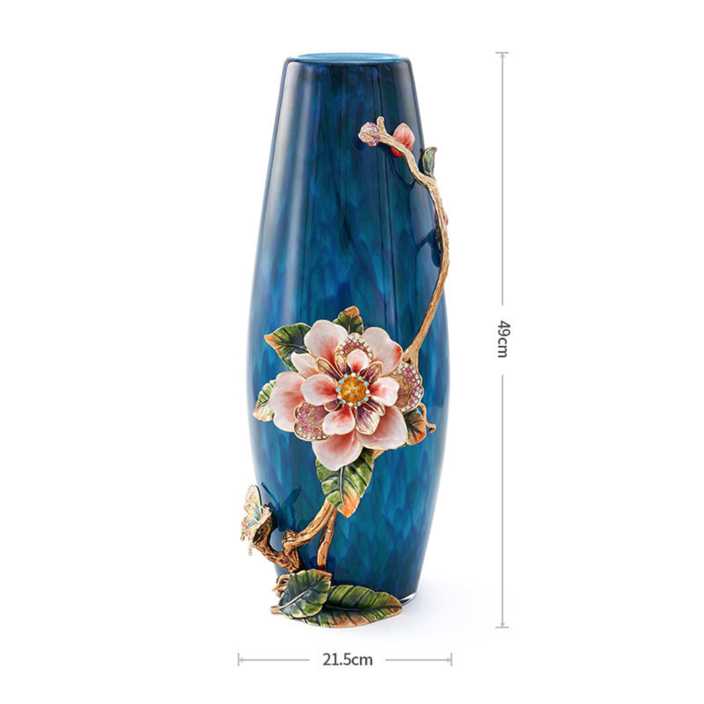 Sapphire Night "Jeweled Peony" Art Vase
