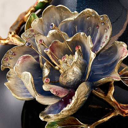 مزهرية فنية "زهرة اللوتس المتوهجة" باللون الأزرق الداكن