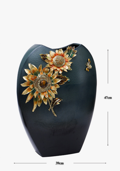 Midnight Bloom Ceramic Vase