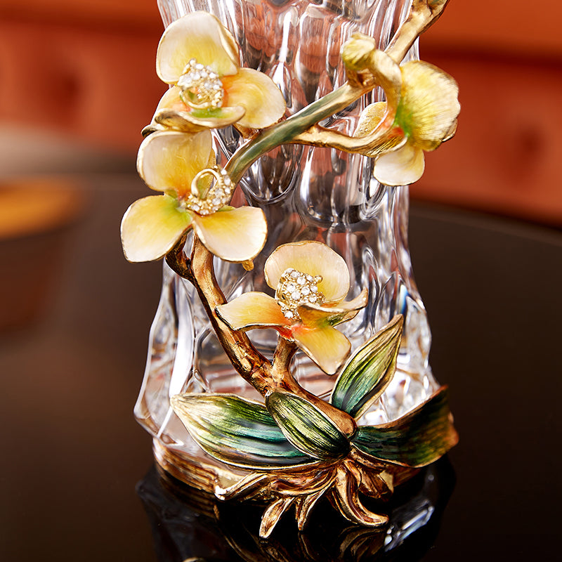 Celestial Orchid & Sculpted Crystal Vase