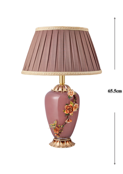Burgundy Blossom Table Lamp