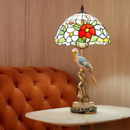 Imperial Parrot Tiffany Art Glass Lamp