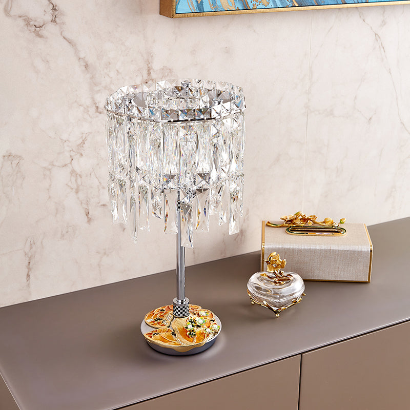 Azure Bloom Crystal Cascade Lamp