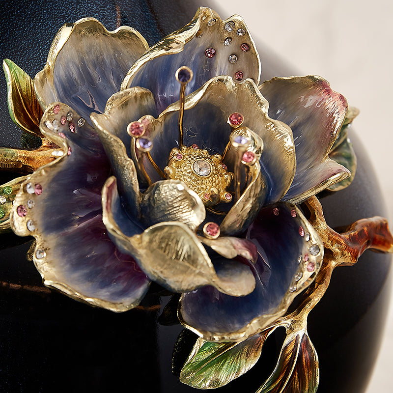 مزهرية فنية "زهرة اللوتس المتوهجة" باللون الأزرق الداكن