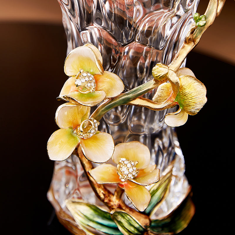 Celestial Orchid & Sculpted Crystal Vase