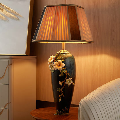 Midnight Azure Frog & Blossom Lamp