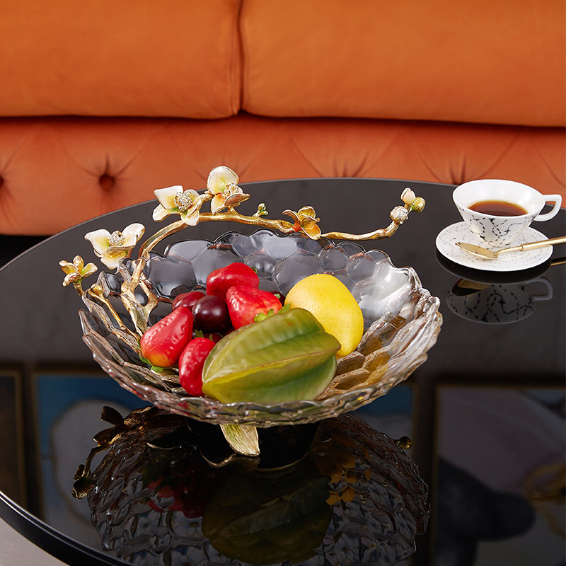 Dewdrop Petals Gilded Crystal Bowl