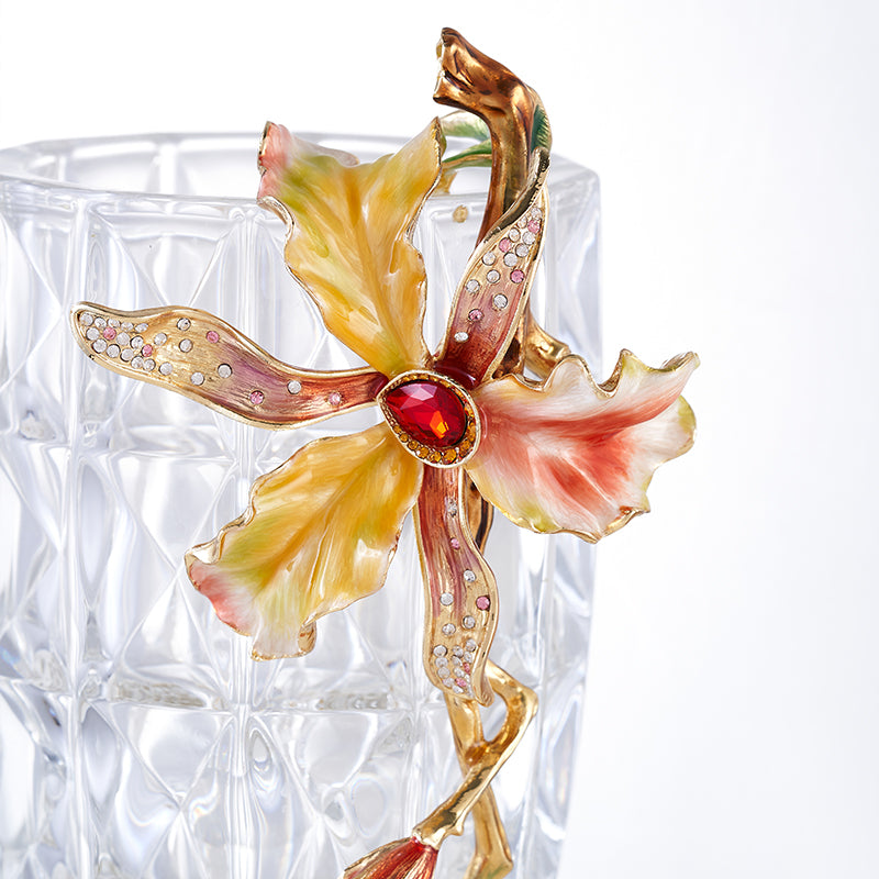 Crystalline Spiral & Orchid Songbird Vase