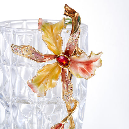 Crystalline Spiral & Orchid Songbird Vase