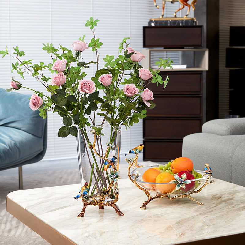 Crystalline Spiral & Orchid Songbird Vase