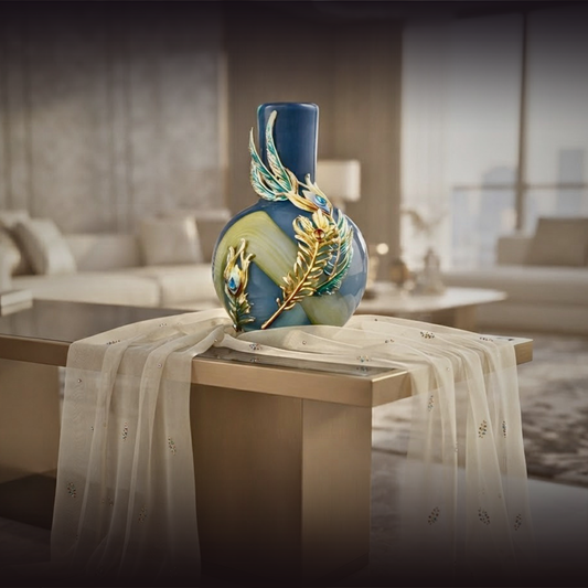 Imperial Azure "Peacock Plume" Jeweled Vase