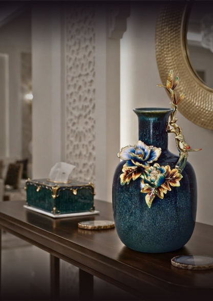 Emerald Orchid Ceramic Vase
