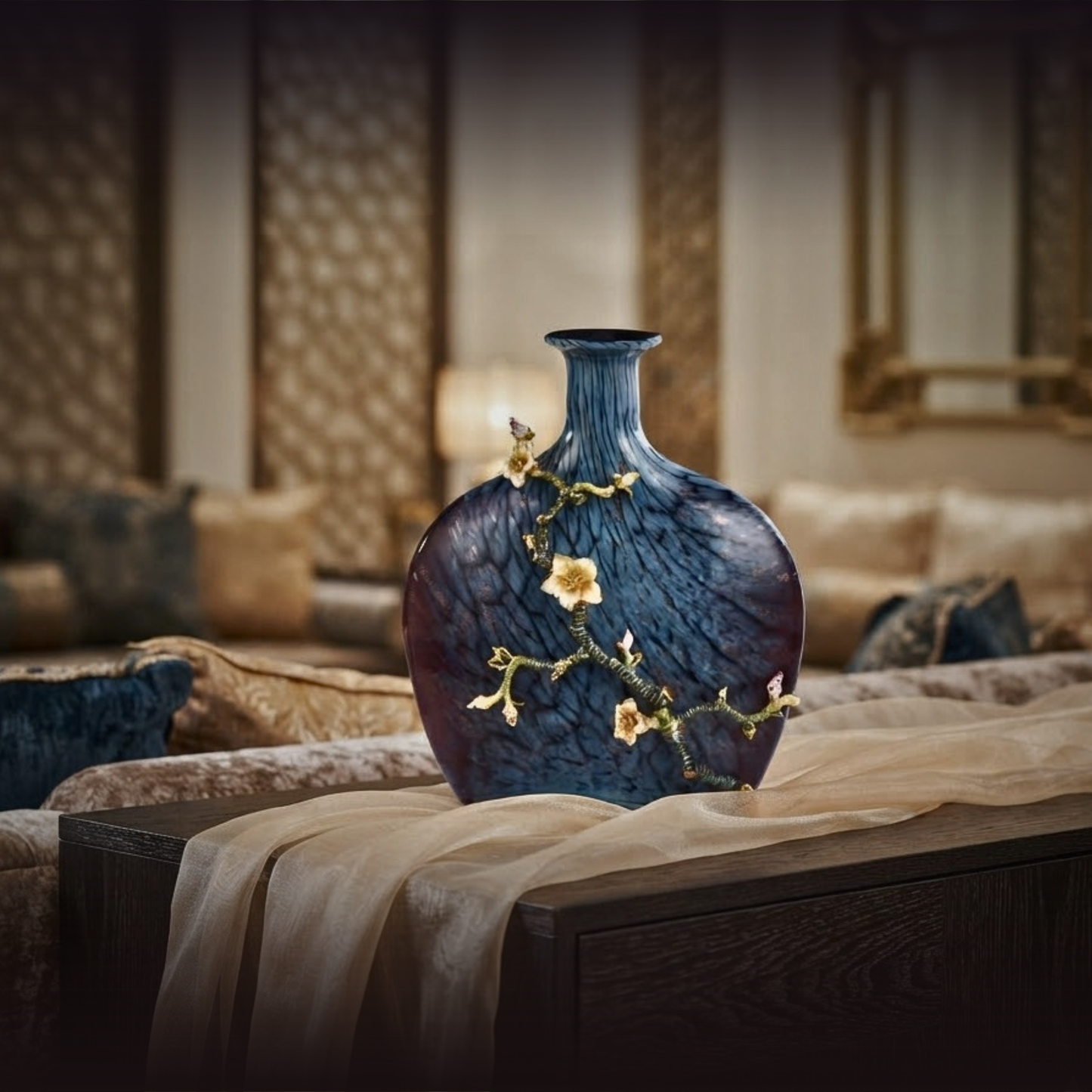 Celestial Azure Gilded Vase