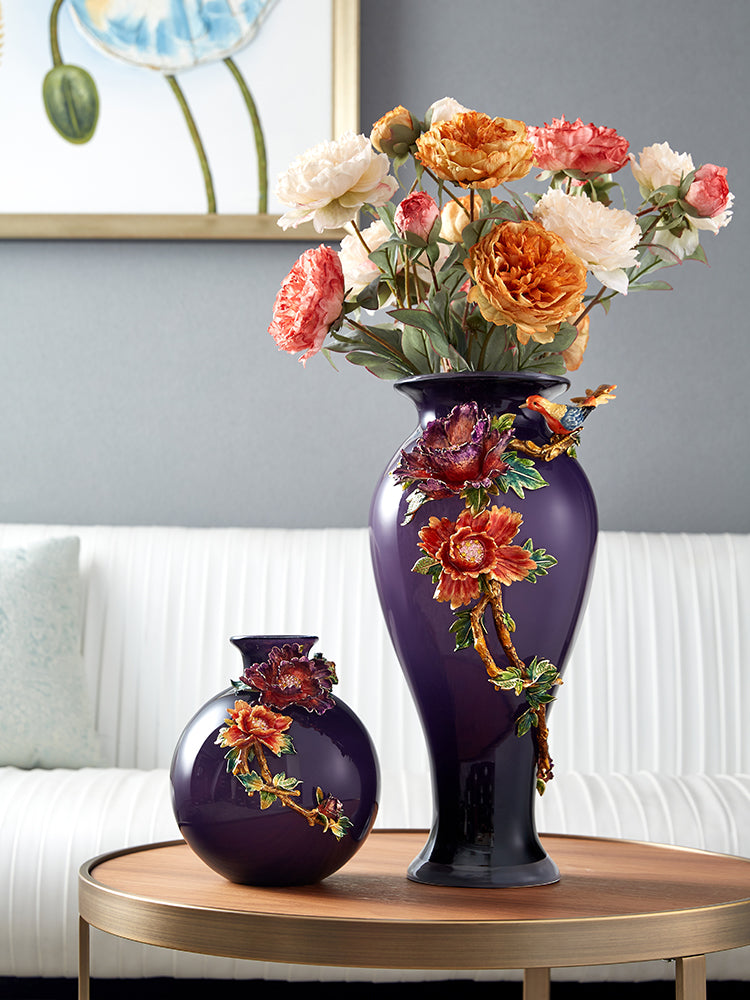 Imperial Amethyst "Peony & Songbird" Vase