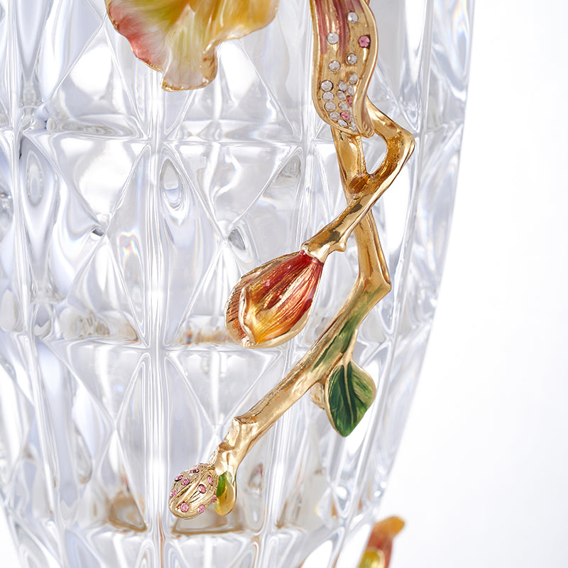 Crystalline Spiral & Orchid Songbird Vase