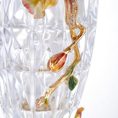 Crystalline Spiral & Orchid Songbird Vase