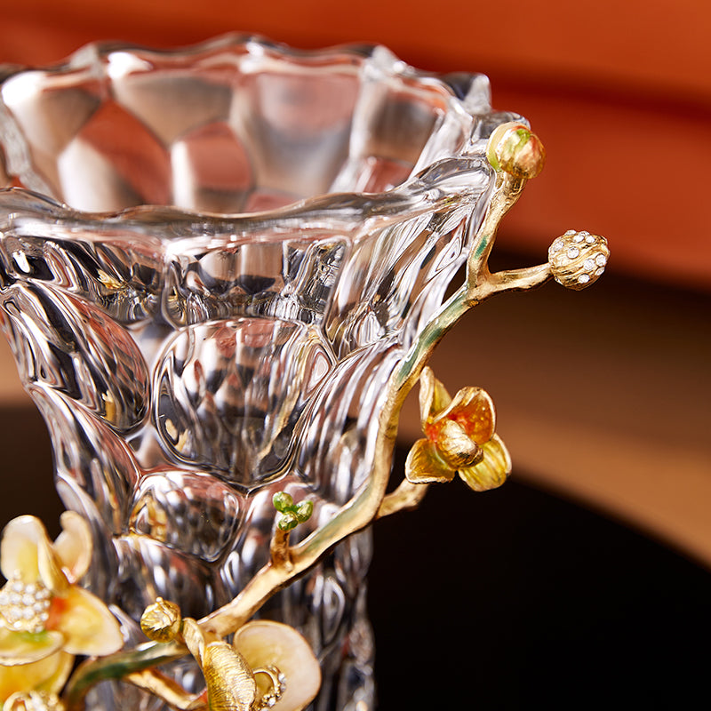 Celestial Orchid & Sculpted Crystal Vase