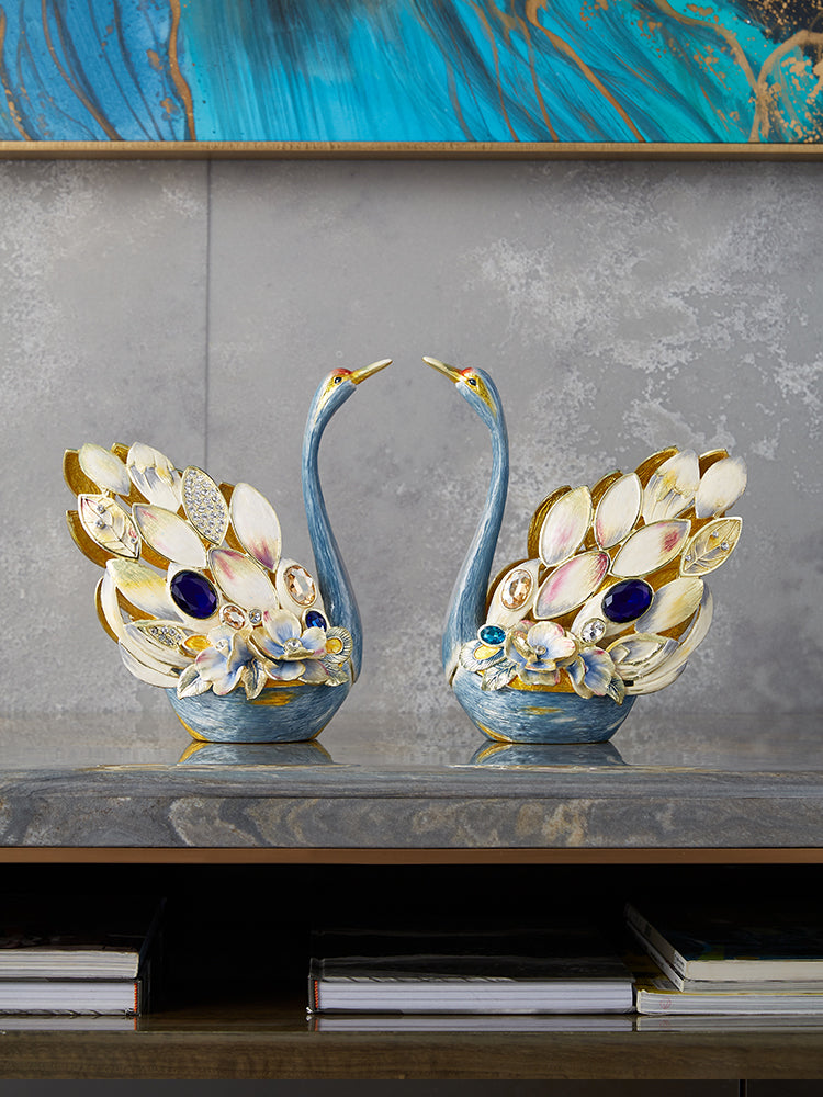 Celestial Blue Jeweled Swan